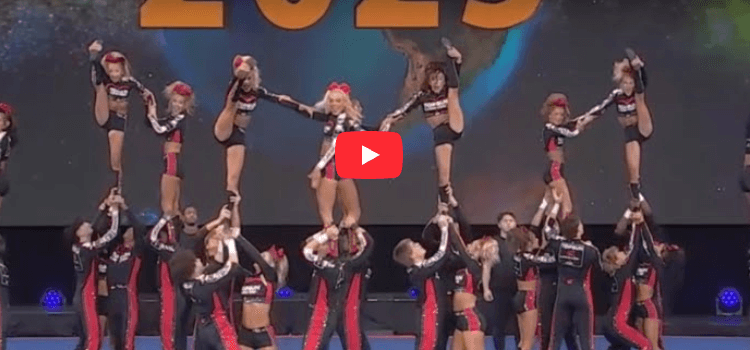 Senior Large Coed Level 6 cheer team performing stunning stunts at Worlds 2025, showcasing power and precision.
