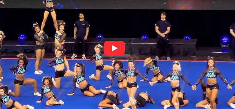 Senior Large All-Girl Level 6 team showcasing stunning choreography at the 2025 Cheerleading Worlds.