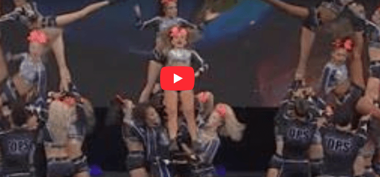 Black Ops team performs dynamic stunt at Worlds 2025, showcasing all star cheer talent and intense athleticism.